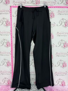 lululemon athletica pants flare Black Lounge Pants with Silver Side Trim